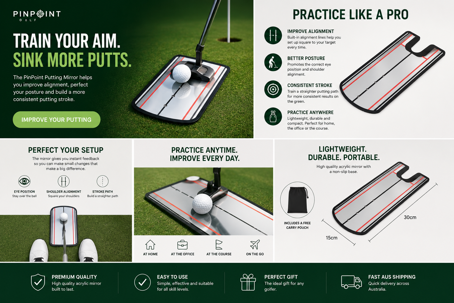 PinPoint Golf Putting Mirror product banner